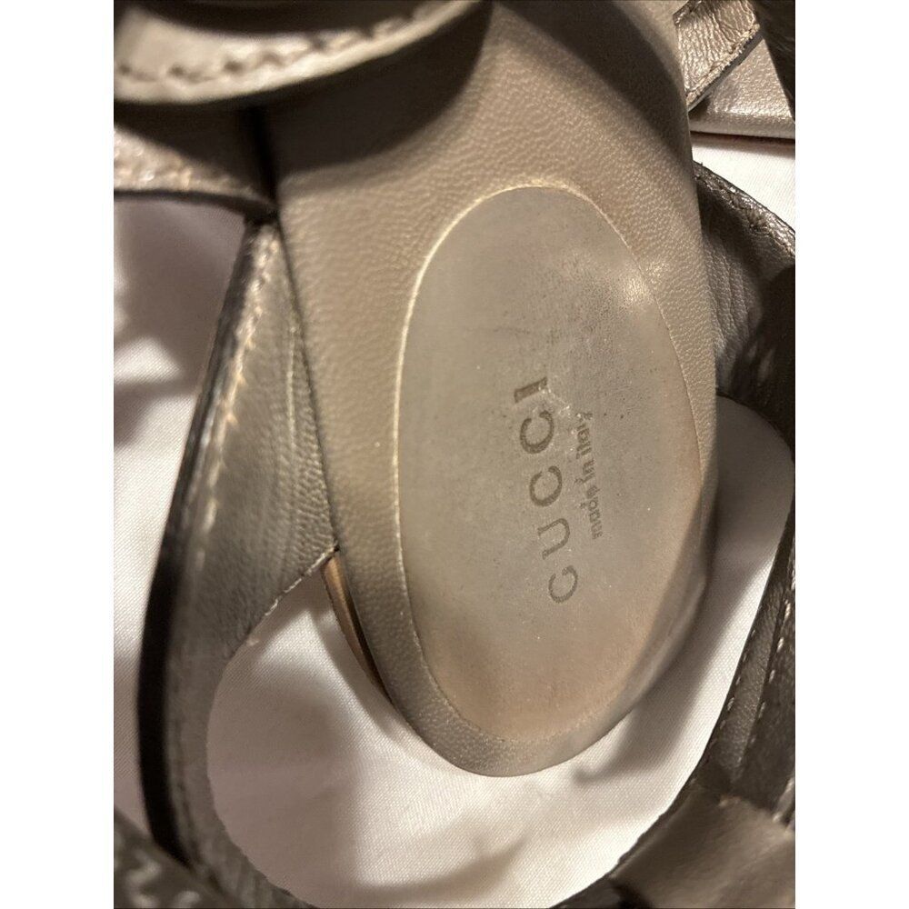 Gucci Authentic Solid Gray Leather Thong Strappy Flat Sandals 9.5 - Picture 7 of 8